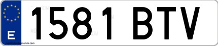 Ejemplo de matrícula de coche ordinaria 1581 BTV