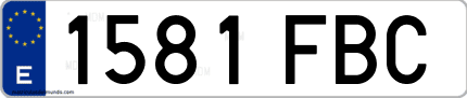 Ejemplo de matrícula de coche ordinaria 1581 FBC