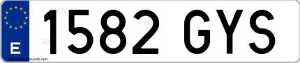 Ejemplo de matrícula española 1582 GYS