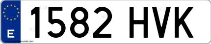 Ejemplo de matrícula española 1582 HVK