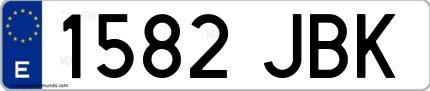 Ejemplo de matrícula española 1582 JBK
