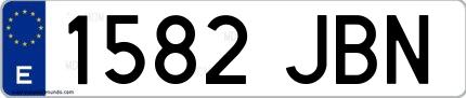 Ejemplo de matrícula española 1582 JBN