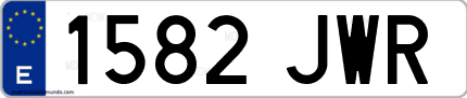 Ejemplo de matrícula de coche ordinaria 1582 JWR