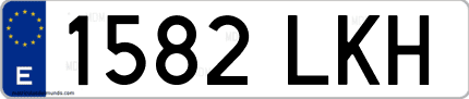 Ejemplo de matrícula de coche ordinaria 1582 LKH