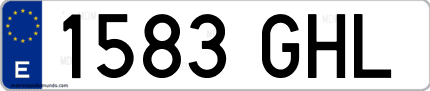 Ejemplo de matrícula de coche ordinaria 1583 GHL