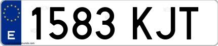 Ejemplo de matrícula española 1583 KJT