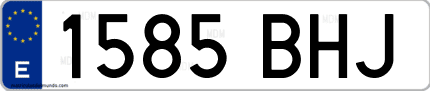 Ejemplo de matrícula de coche ordinaria 1585 BHJ