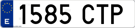 Ejemplo de matrícula de coche ordinaria 1585 CTP