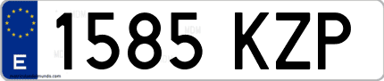 Ejemplo de matrícula de coche ordinaria 1585 KZP