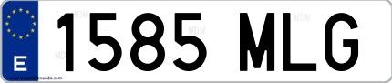 Ejemplo de matrícula española 1585 MLG