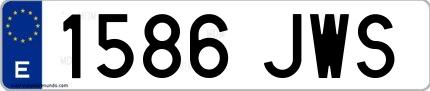 Ejemplo de matrícula española 1586 JWS