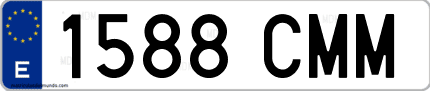 Ejemplo de matrícula de coche ordinaria 1588 CMM