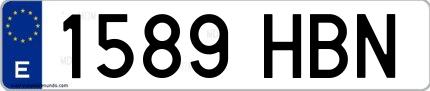 Ejemplo de matrícula española 1589 HBN