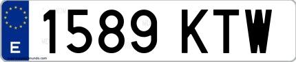 Ejemplo de matrícula española 1589 KTW