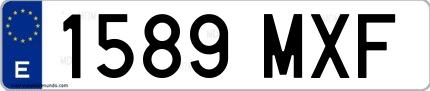 Ejemplo de matrícula española 1589 MXF