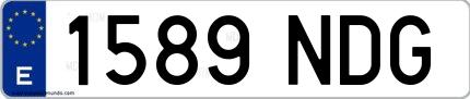 Ejemplo de matrícula española 1589 NDG