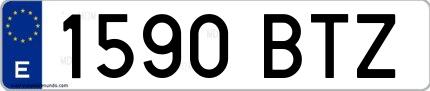 Ejemplo de matrícula española 1590 BTZ