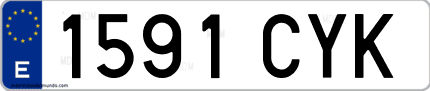 Ejemplo de matrícula de coche ordinaria 1591 CYK