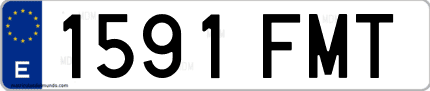 Ejemplo de matrícula de coche ordinaria 1591 FMT