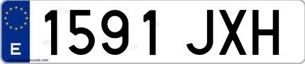 Ejemplo de matrícula española 1591 JXH