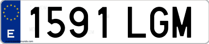 Ejemplo de matrícula de coche ordinaria 1591 LGM