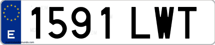 Ejemplo de matrícula de coche ordinaria 1591 LWT