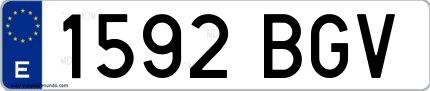 Ejemplo de matrícula española 1592 BGV