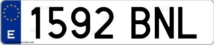 Ejemplo de matrícula española 1592 BNL
