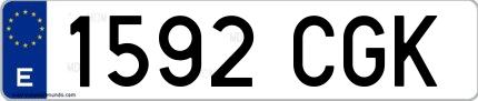 Ejemplo de matrícula española 1592 CGK