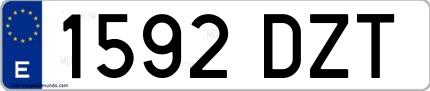 Ejemplo de matrícula española 1592 DZT