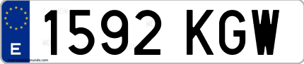 Ejemplo de matrícula de coche ordinaria 1592 KGW