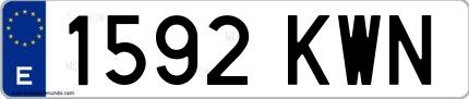 Ejemplo de matrícula española 1592 KWN