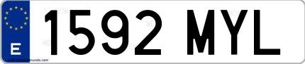 Ejemplo de matrícula española 1592 MYL