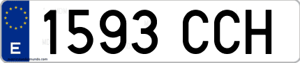 Ejemplo de matrícula de coche ordinaria 1593 CCH