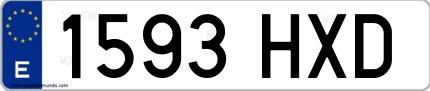 Ejemplo de matrícula española 1593 HXD