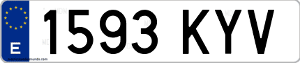 Ejemplo de matrícula de coche ordinaria 1593 KYV