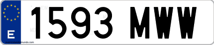 Ejemplo de matrícula de coche ordinaria 1593 MWW