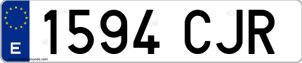 Ejemplo de matrícula de coche ordinaria 1594 CJR