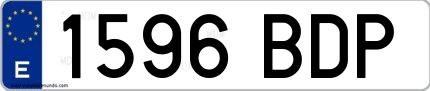 Ejemplo de matrícula española 1596 BDP