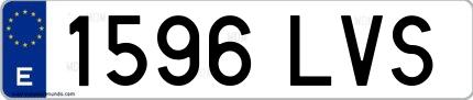 Ejemplo de matrícula española 1596 LVS