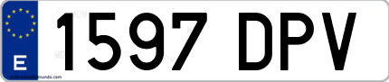 Ejemplo de matrícula de coche ordinaria 1597 DPV