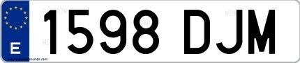 Ejemplo de matrícula española 1598 DJM