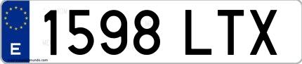Ejemplo de matrícula española 1598 LTX