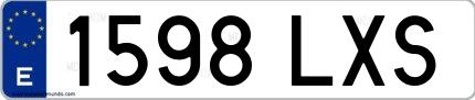 Ejemplo de matrícula española 1598 LXS