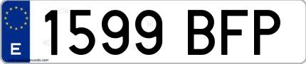 Ejemplo de matrícula española 1599 BFP