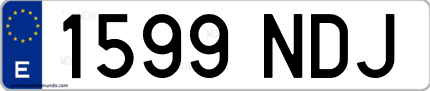 Ejemplo de matrícula de coche ordinaria 1599 NDJ