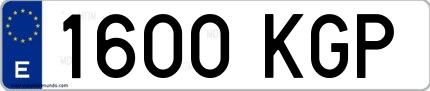 Ejemplo de matrícula española 1600 KGP