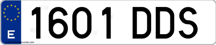 Ejemplo de matrícula de coche ordinaria 1601 DDS