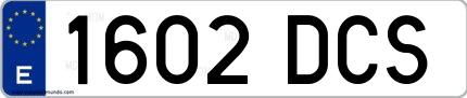 Ejemplo de matrícula española 1602 DCS
