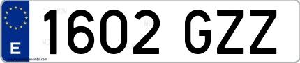 Ejemplo de matrícula española 1602 GZZ